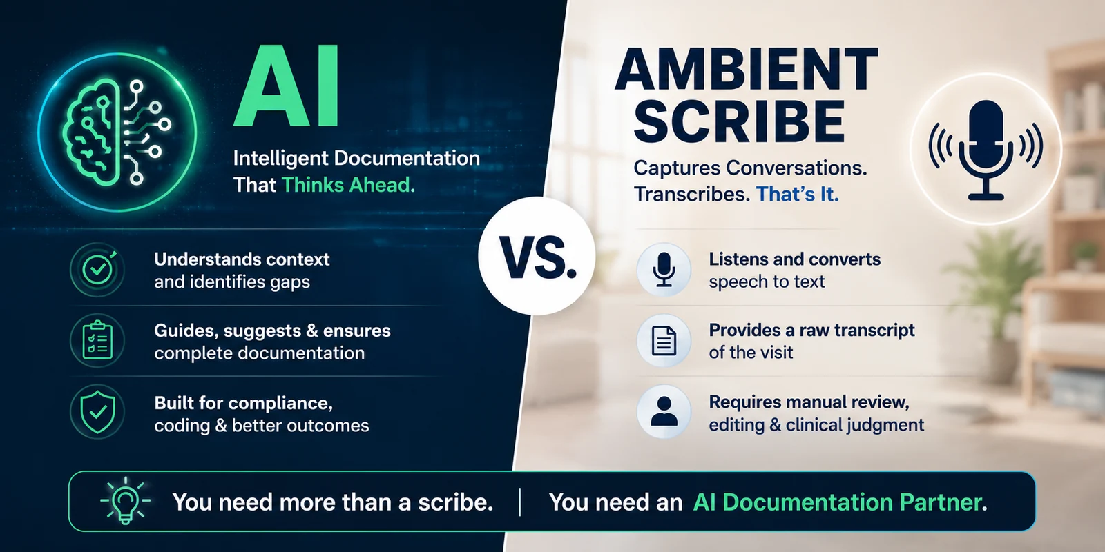 AI vs. Ambient Scribe for Home Health Nurses: What's the Difference?