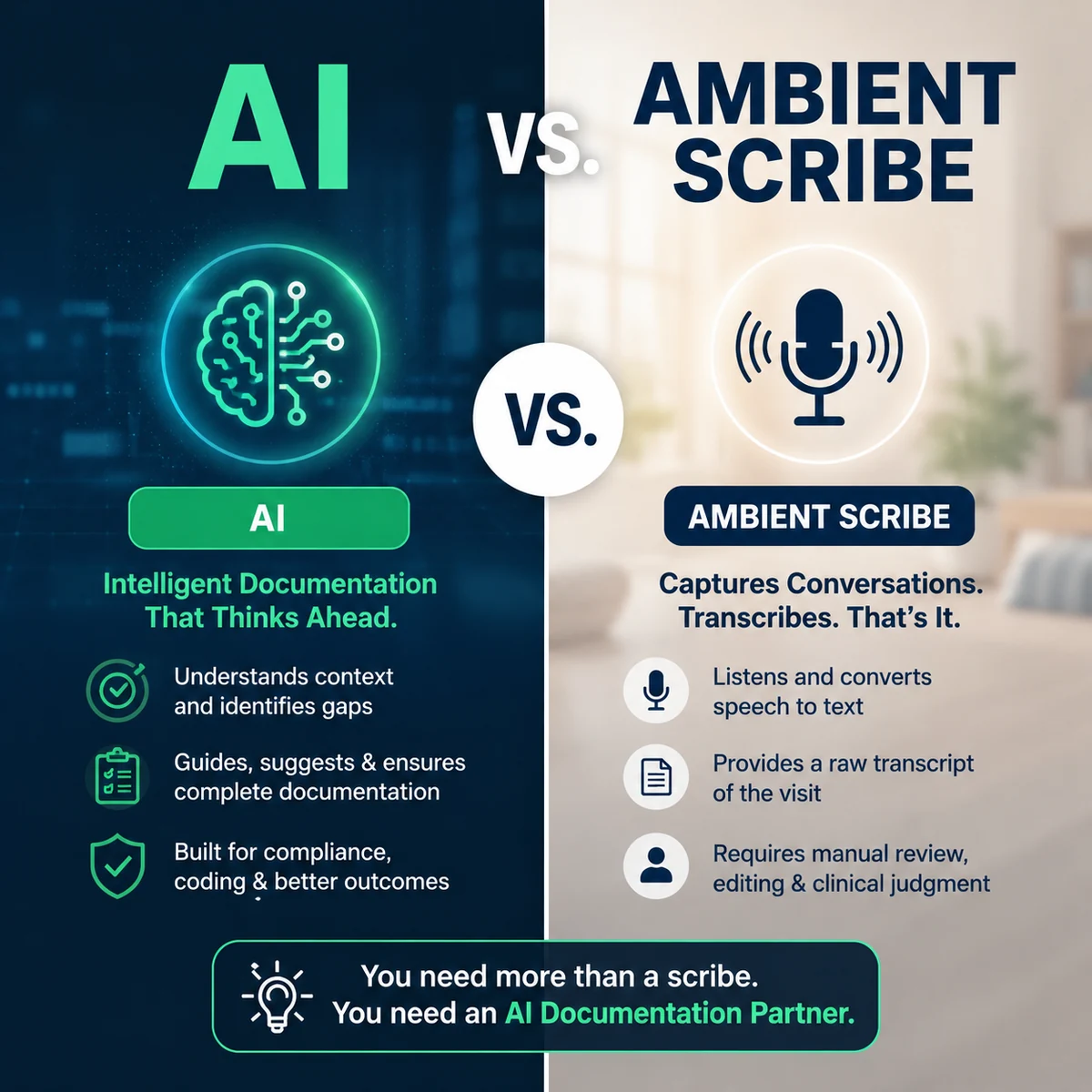 AI vs. Ambient Scribe for Home Health Nurses: What's the Difference?