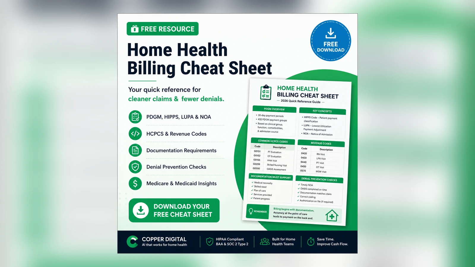 Free Home Health Billing Cheat Sheet