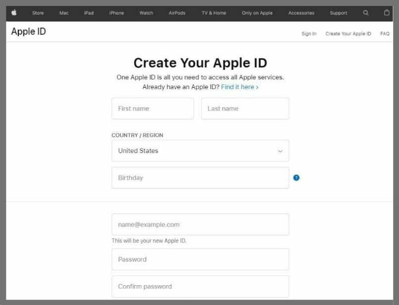 create apple ID 